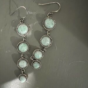 Nizhoni Traders Elegant Silver and Turquoise Dangle Earrings